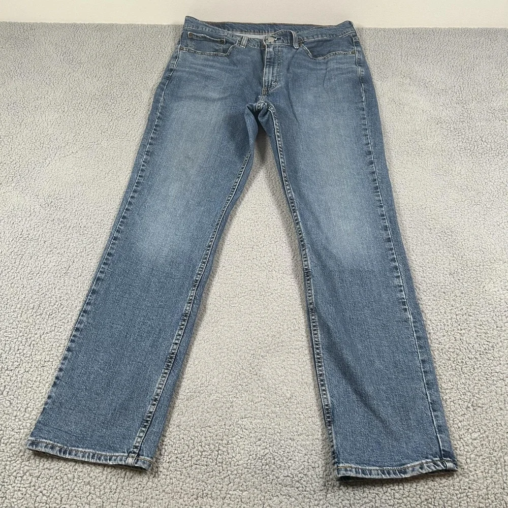 Levis 514 Jeans‎ Mens 36x32 Blue Straight Leg Stretch Denim Pants Medium Wash